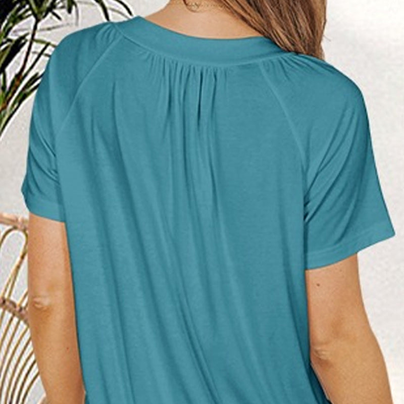Pleated Charm V-Neck Blouse