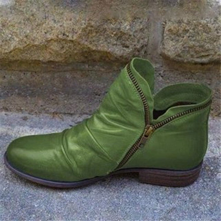 Elena™ - Urban Zip Leather Ankle Boots