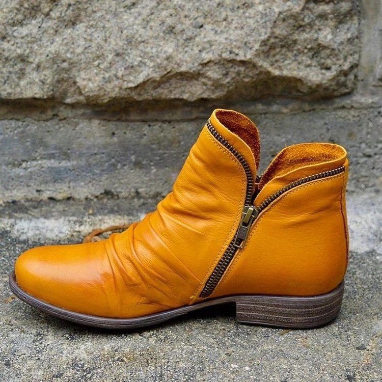 Elena™ - Urban Zip Leather Ankle Boots