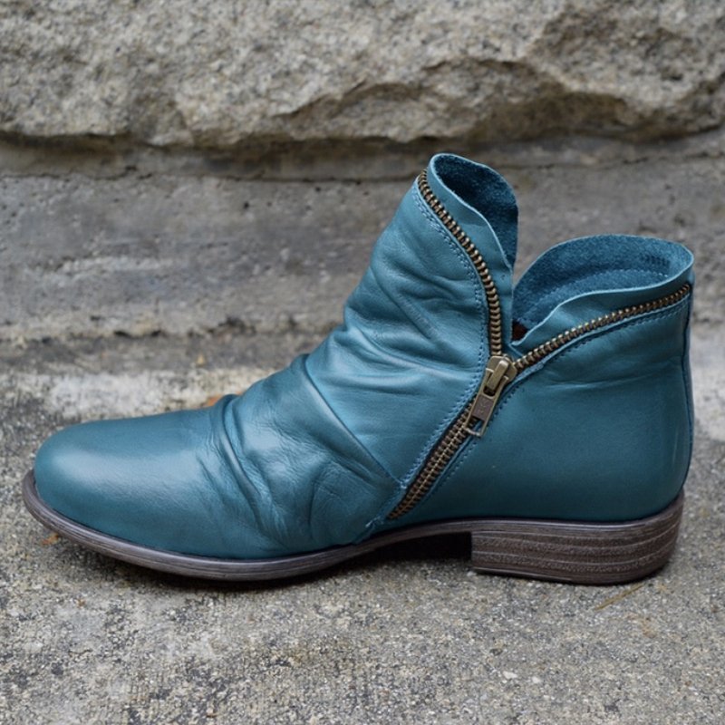 Elena™ - Urban Zip Leather Ankle Boots