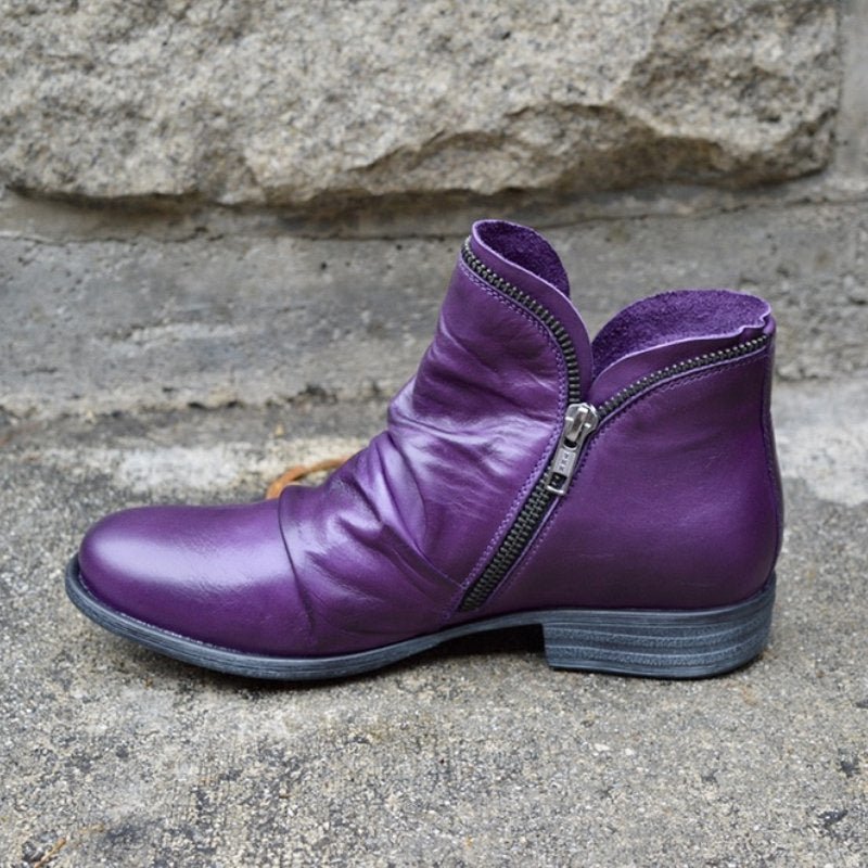 Elena™ - Urban Zip Leather Ankle Boots