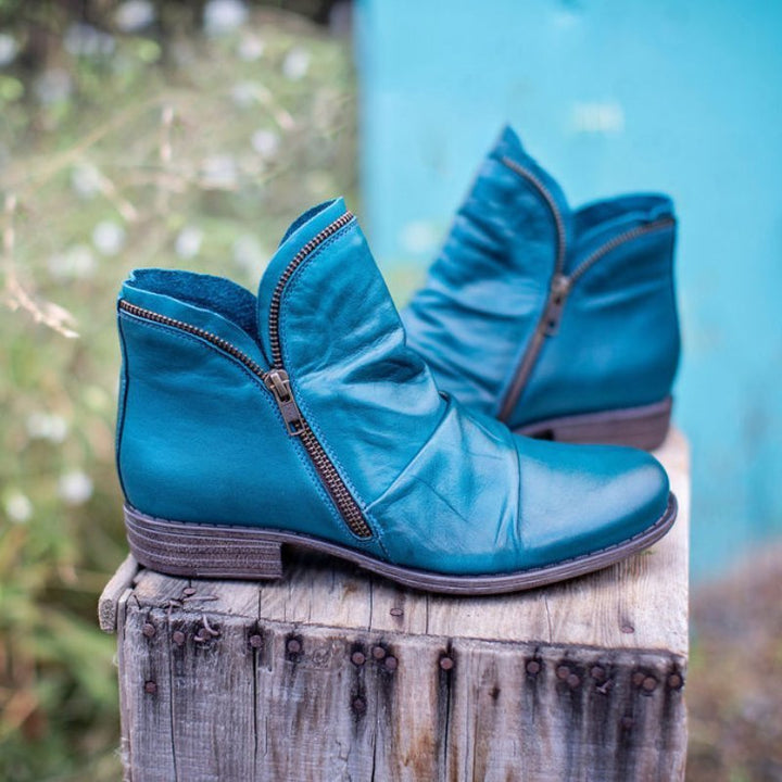 Elena™ - Urban Zip Leather Ankle Boots