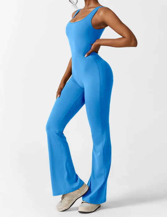 BlendApparel V-Waist Flare-Leg Jumpsuit