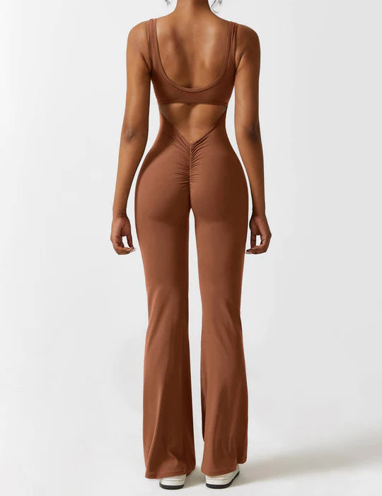BlendApparel V-Waist Flare-Leg Jumpsuit