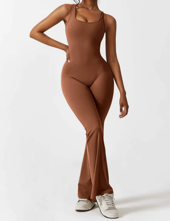 BlendApparel V-Waist Flare-Leg Jumpsuit