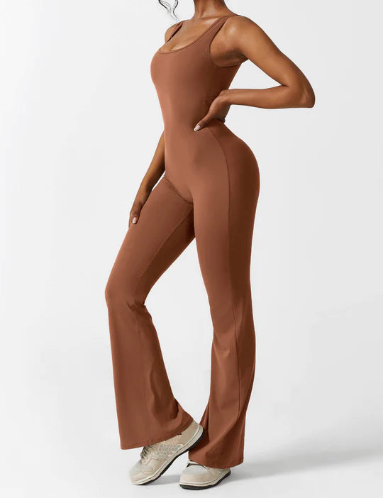 BlendApparel V-Waist Flare-Leg Jumpsuit