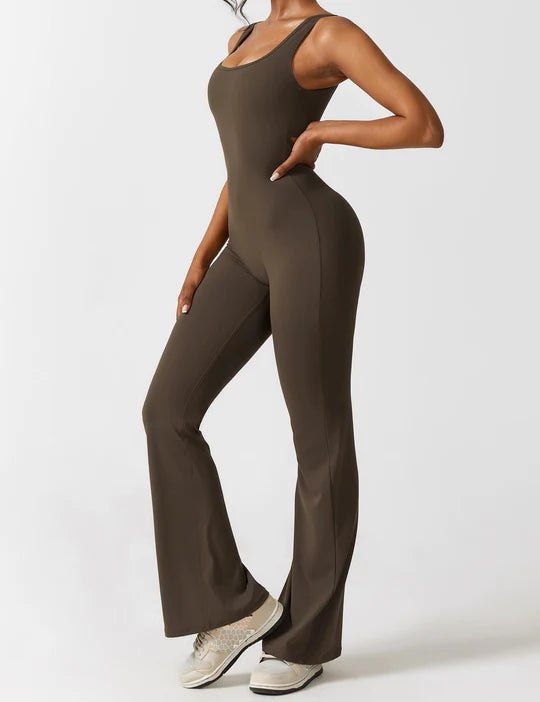 BlendApparel V-Waist Flare-Leg Jumpsuit