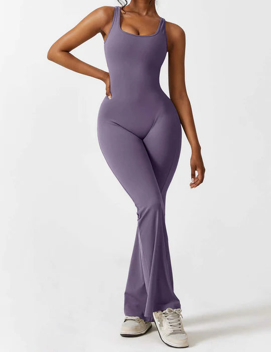BlendApparel V-Waist Flare-Leg Jumpsuit