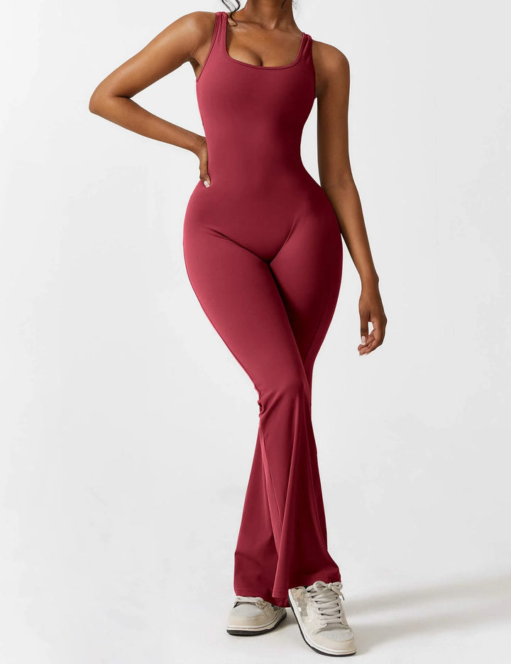 BlendApparel V-Waist Flare-Leg Jumpsuit