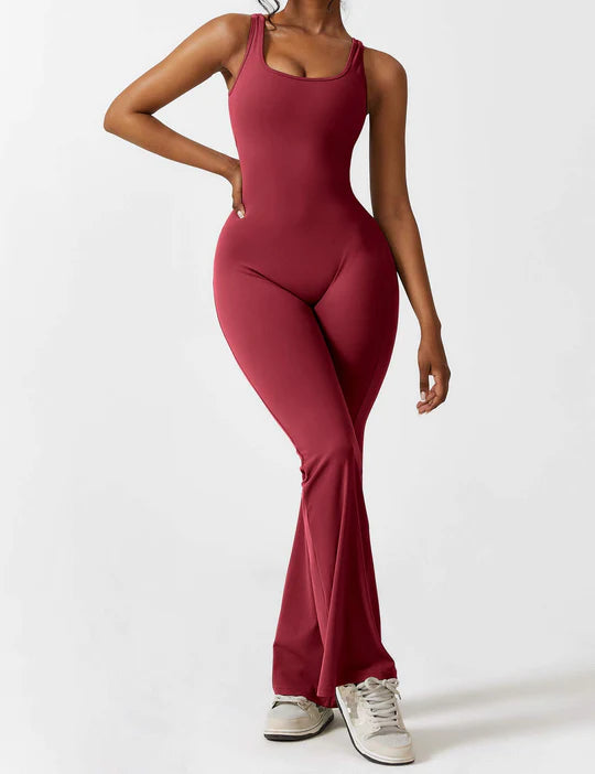 BlendApparel V-Waist Flare-Leg Jumpsuit