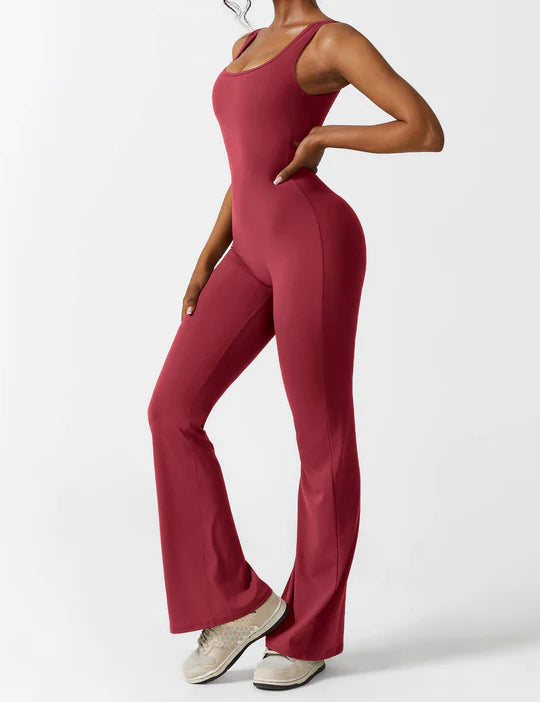 BlendApparel V-Waist Flare-Leg Jumpsuit